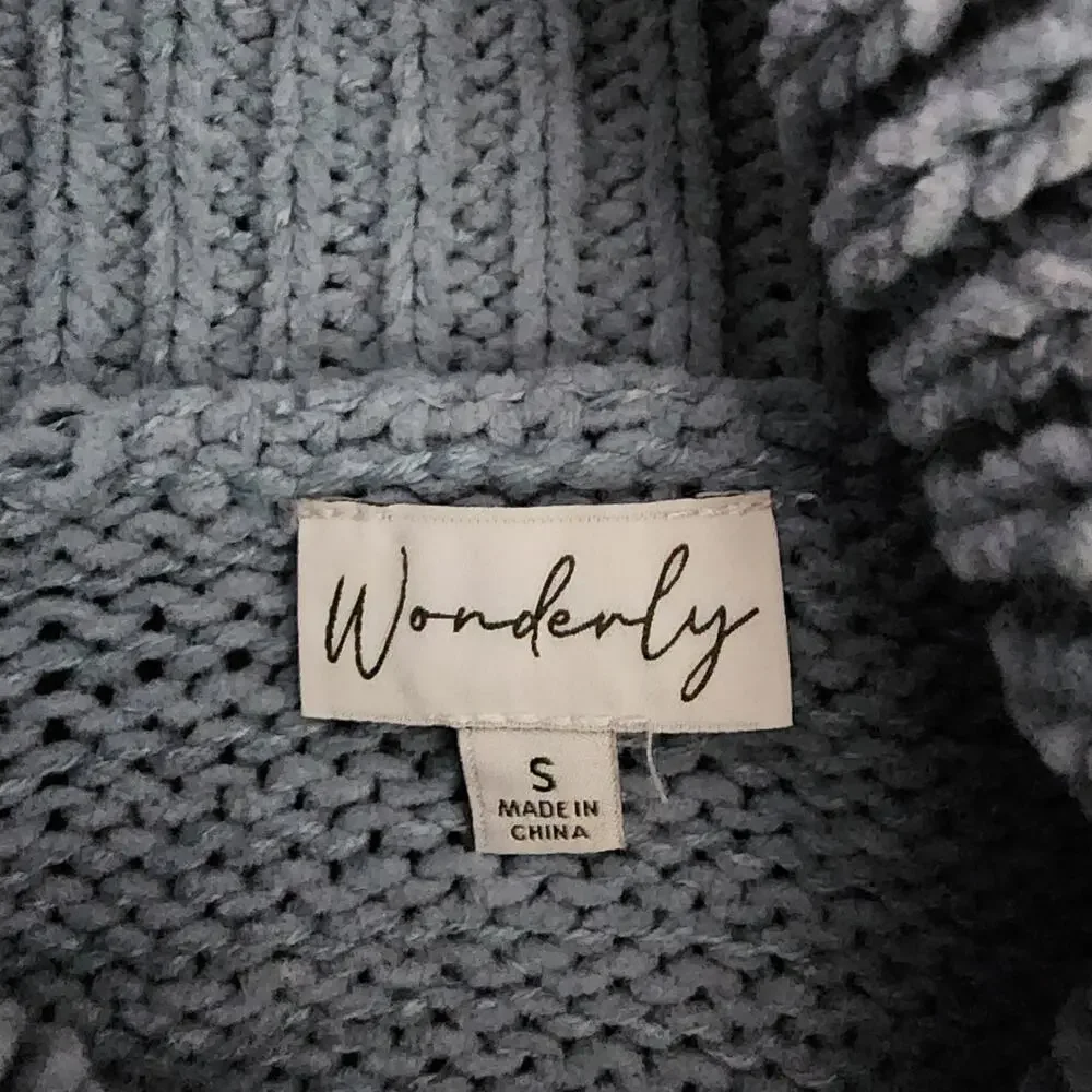 Wonderly Knit Turtleneck Baby Blue Sweater | Women's Small